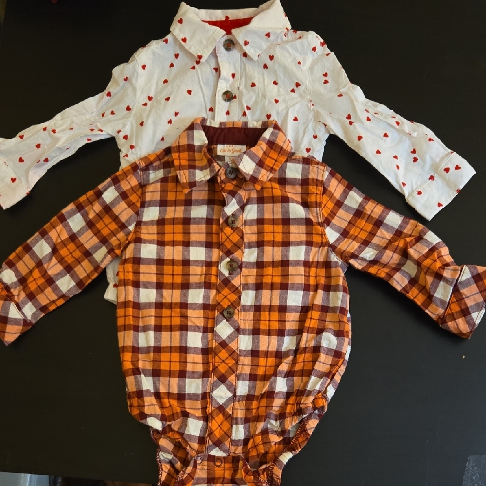 Plaid and Heart Print Baby Girl Onesies